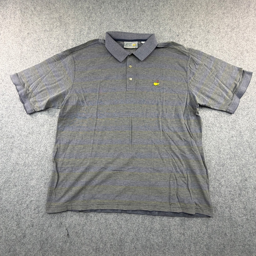 Augusta National Golf Shop Masters Polo Shirt Mens XL Blue Grey Striped Cotton